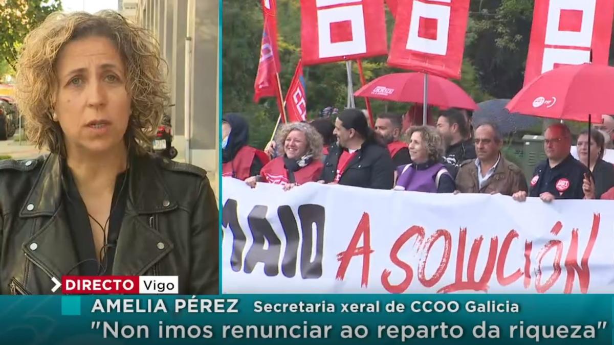 Intervención da secretaria xeral de CCOO, Amelia Pérez, na Televisión de Galicia