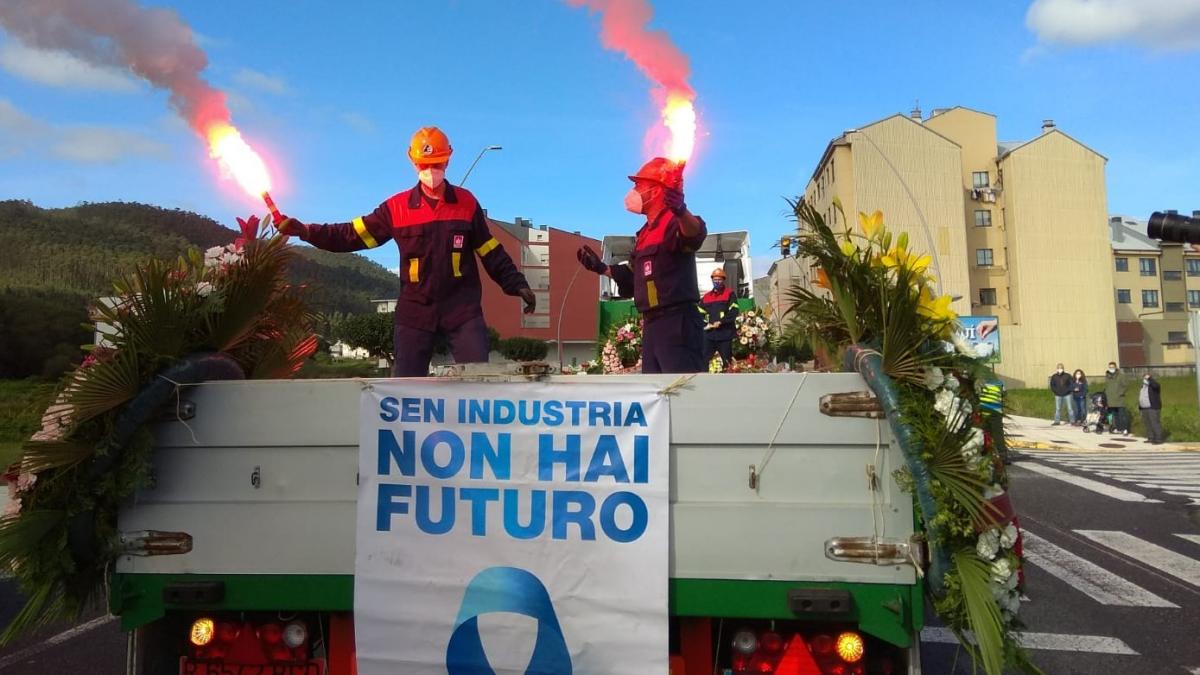 Fotografa de arquivo dunha das mobilizacins do persoal de Alcoa-San Cibrao en setembro de 2020