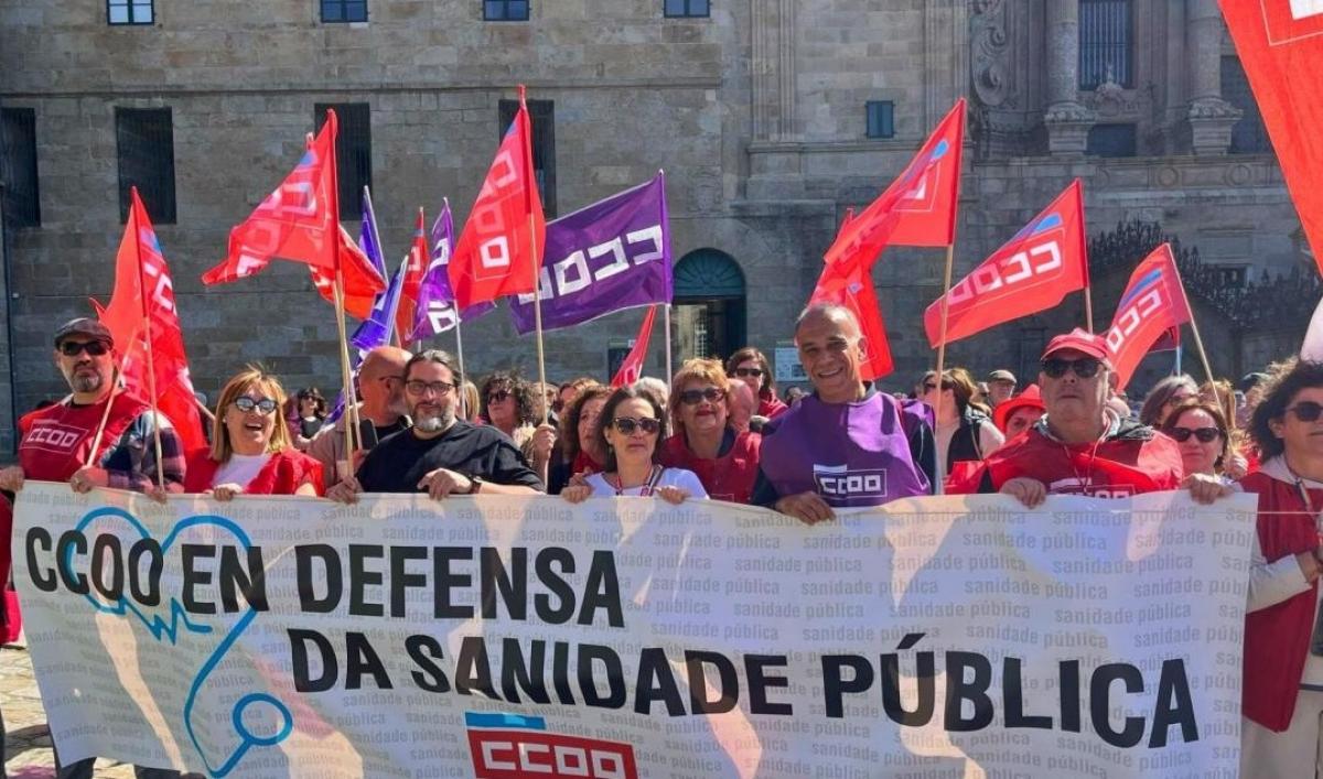 Representantes de CCOO, na manifestación de 2025.