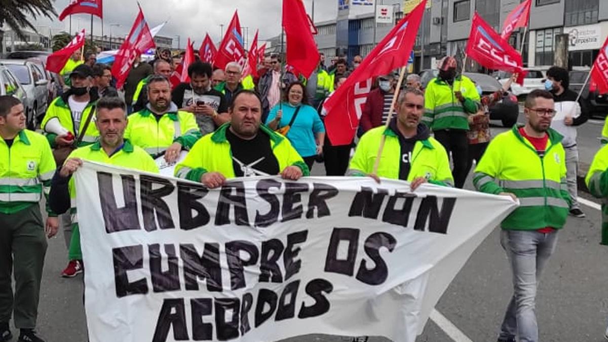Manifestación do persoal de Urbaser en Santiago de Compostela