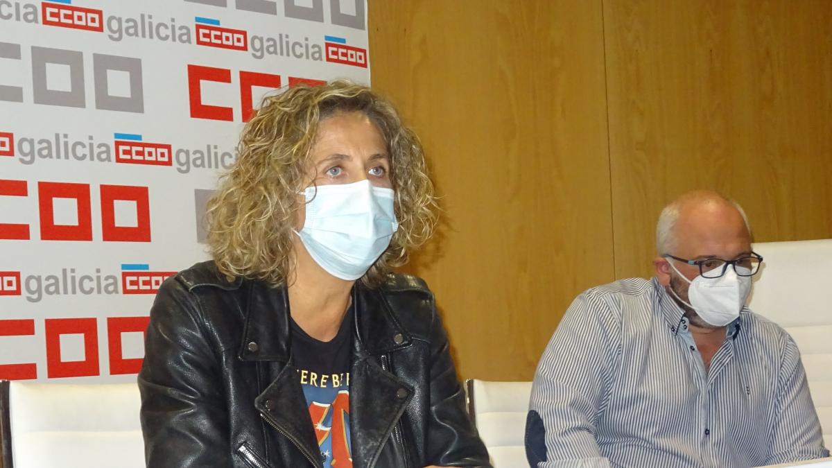 Amelia Pérez, secretaria xeral do Sindicato Nacional de CCOO de Galicia, e Francisco Méndez, secretario nacional de Cambio de Modelo Produtivo e Sostibilidade