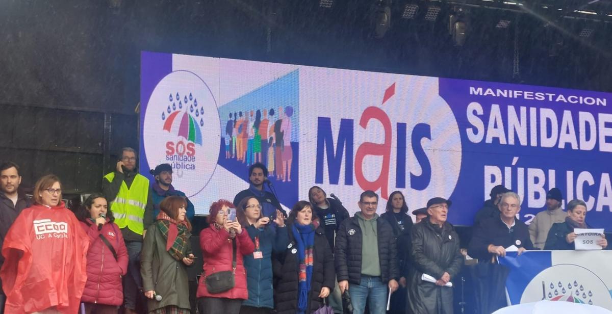 Representante de CCOO na manifestación deste domingo, 1 de febreiro de 2025.