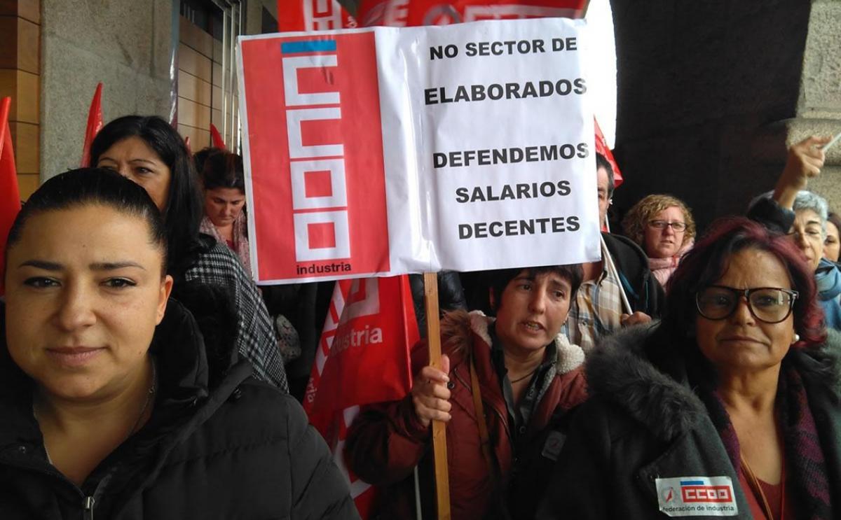 Protesta de CCOO durante a negociación dun convenio anterior.