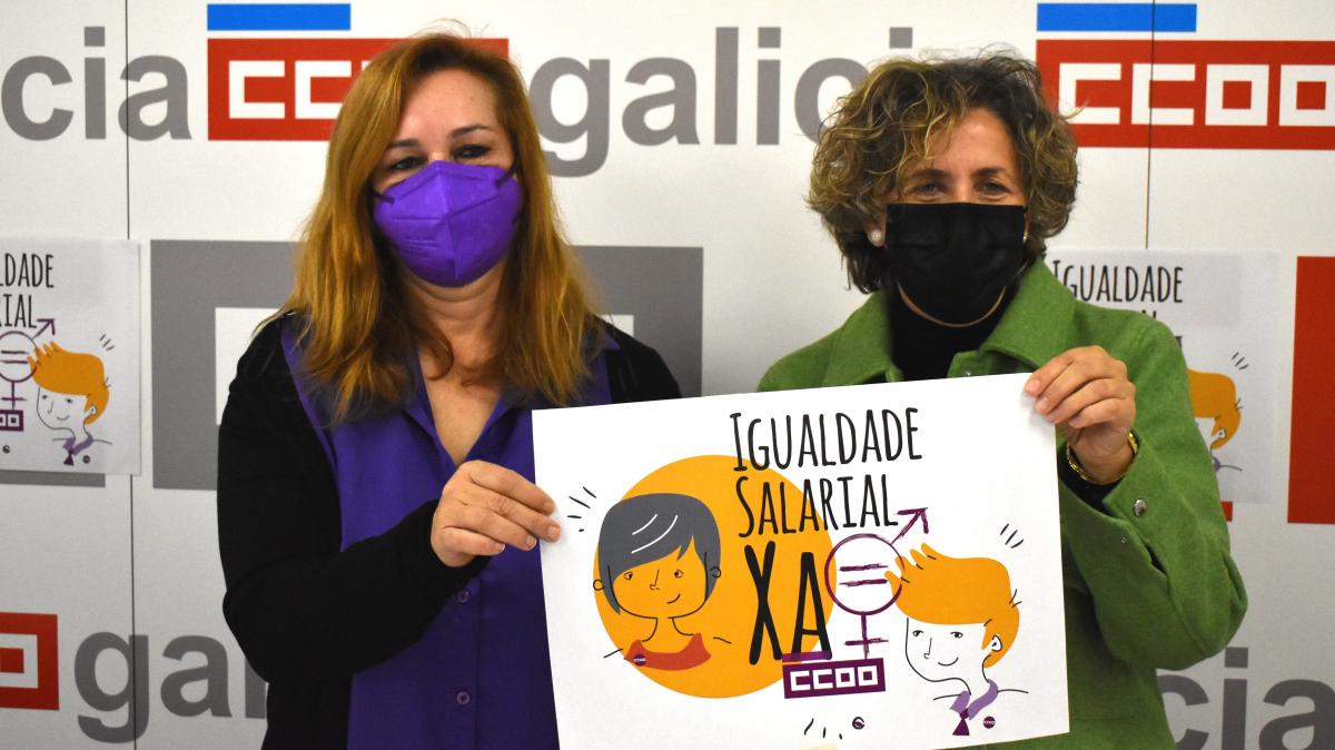 Mamen Sabio (esq.), secretaria da Muller e Igualdade de CCOO, e Amelia Prez (der.), secretaria xeral de CCOO