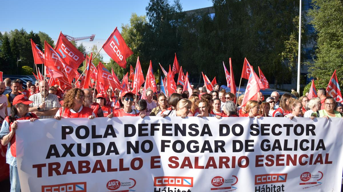 Unha protesta de traballadoras galegas do SAF.