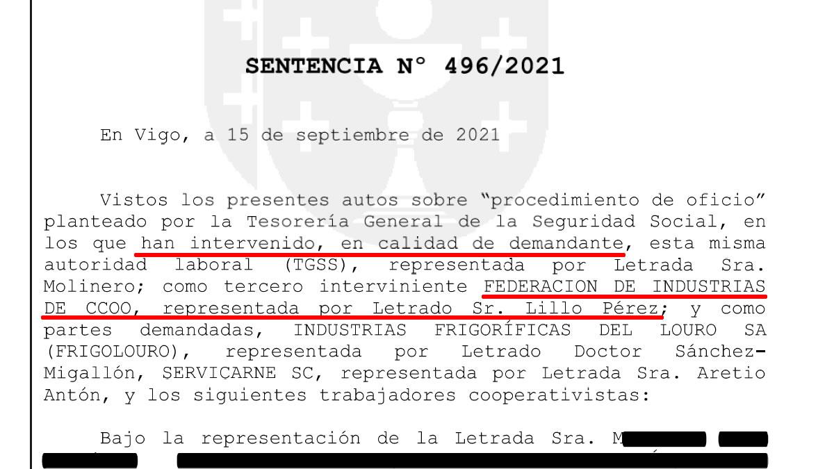 A sentenza do Xulgado do Social n. 2 de Vigo deixa claro que CCOO foi o nico sindicato denunciante