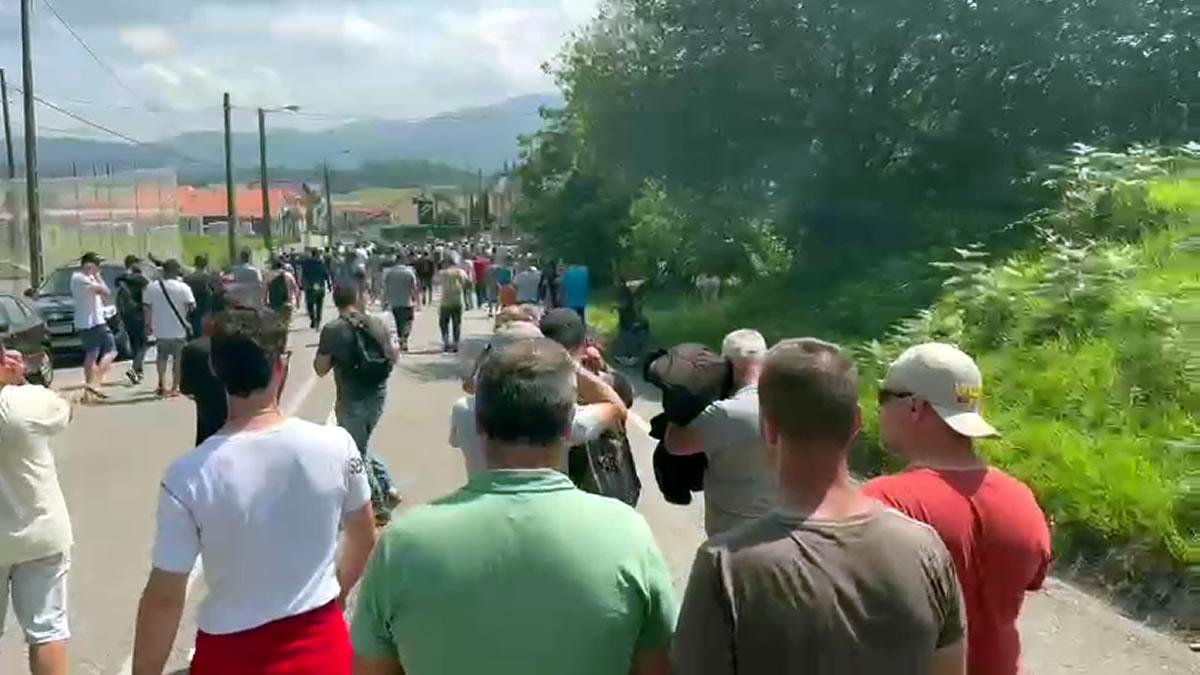 Manifestacin durante a terceira xornada da folga do metal da provincia de Pontevedra (22/6/2023)