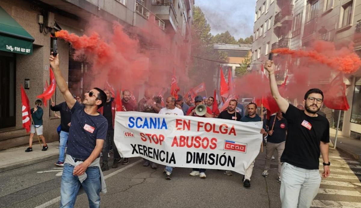 Manifestación de Scania en Ponteareas.