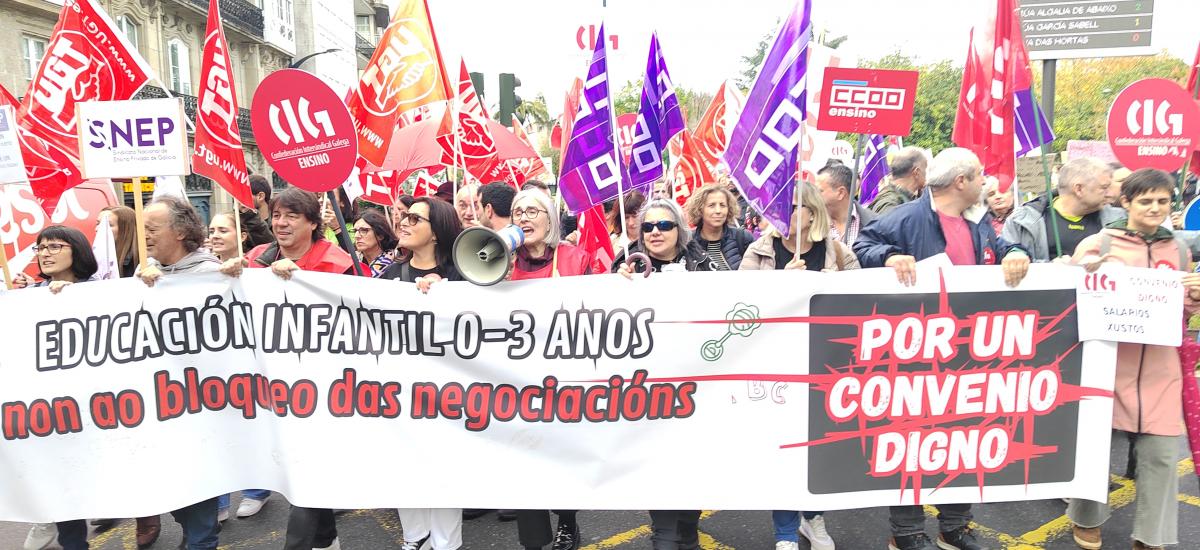 manifestacin en Santia das escolas infants 0-3 anos