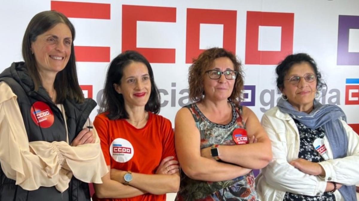 Na fotografa, as cabezas das candidaturas provinciais de CCOO-Ensino