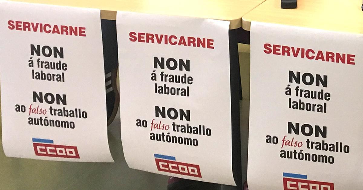 Carteis da campaña de CCOO contra servicarne