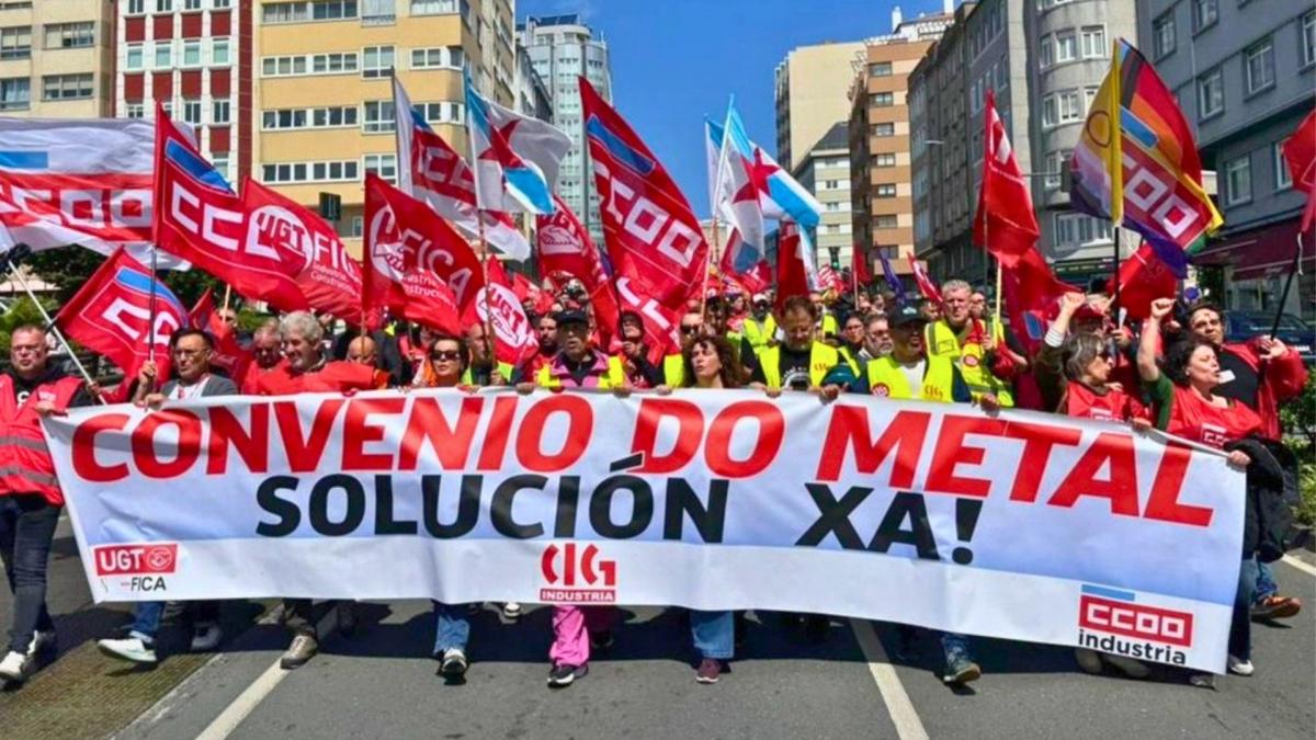 Manifestación do sector do metal da Coruña durante a folga do 2026