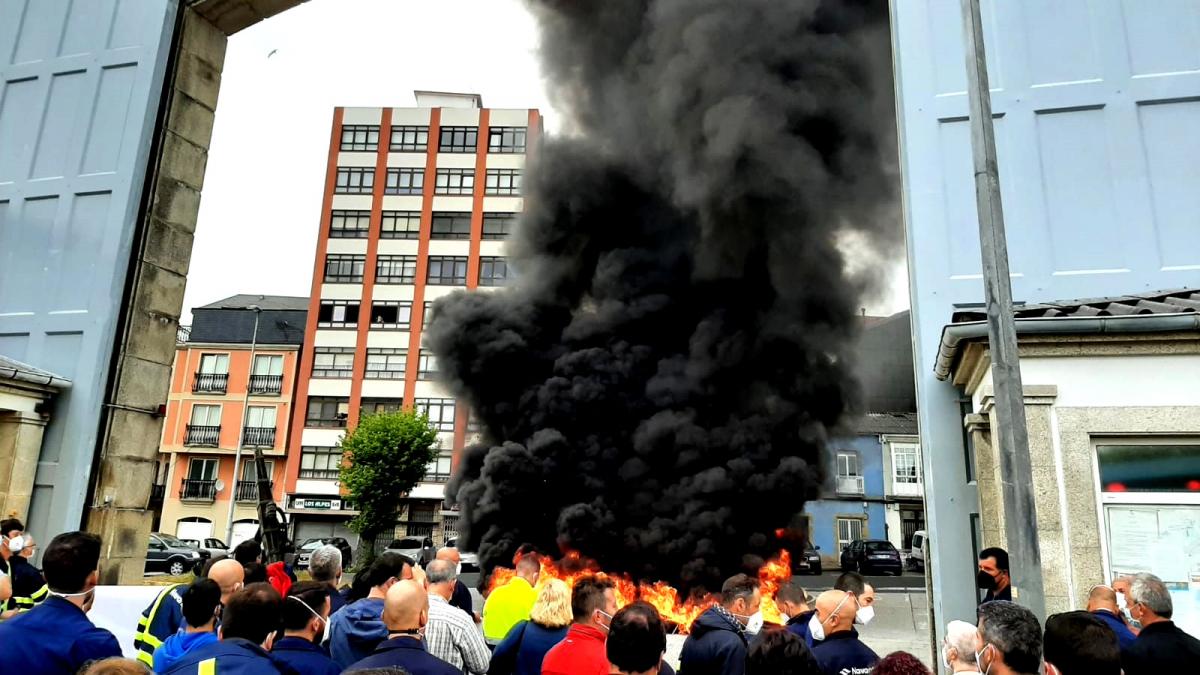 Protesta do persoal de Navantia ante a falta de carga de traballo nos estaleiros da ra de Ferrol (16/6/2021)