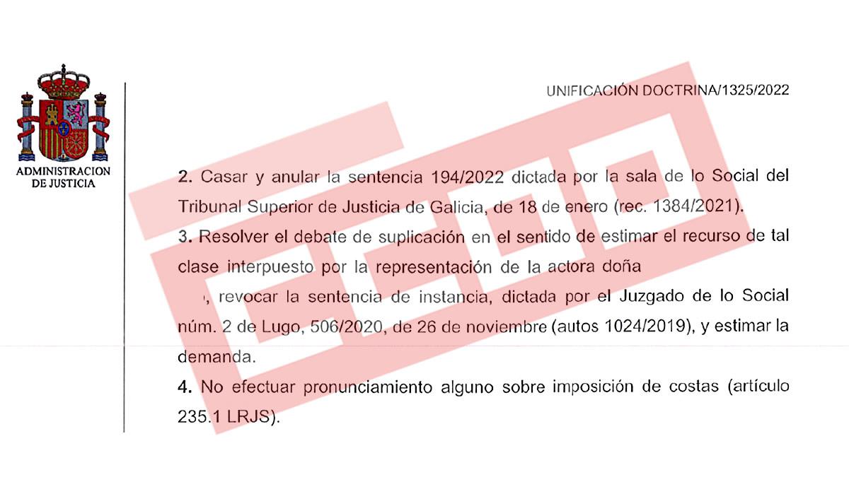 O Tribunal Supremo estimou o recurso presentado pola asesora xurdica de CCOO