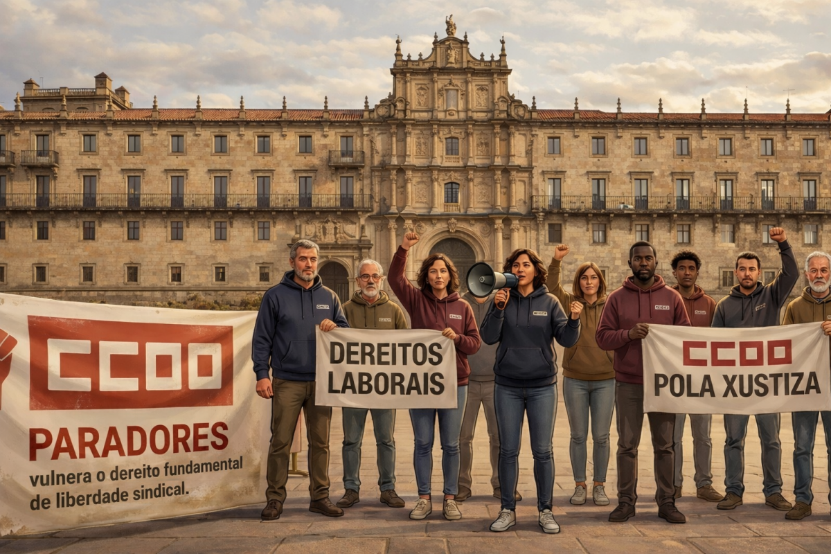 Imaxen IA: Protesta sindical en Santiago de Compostela