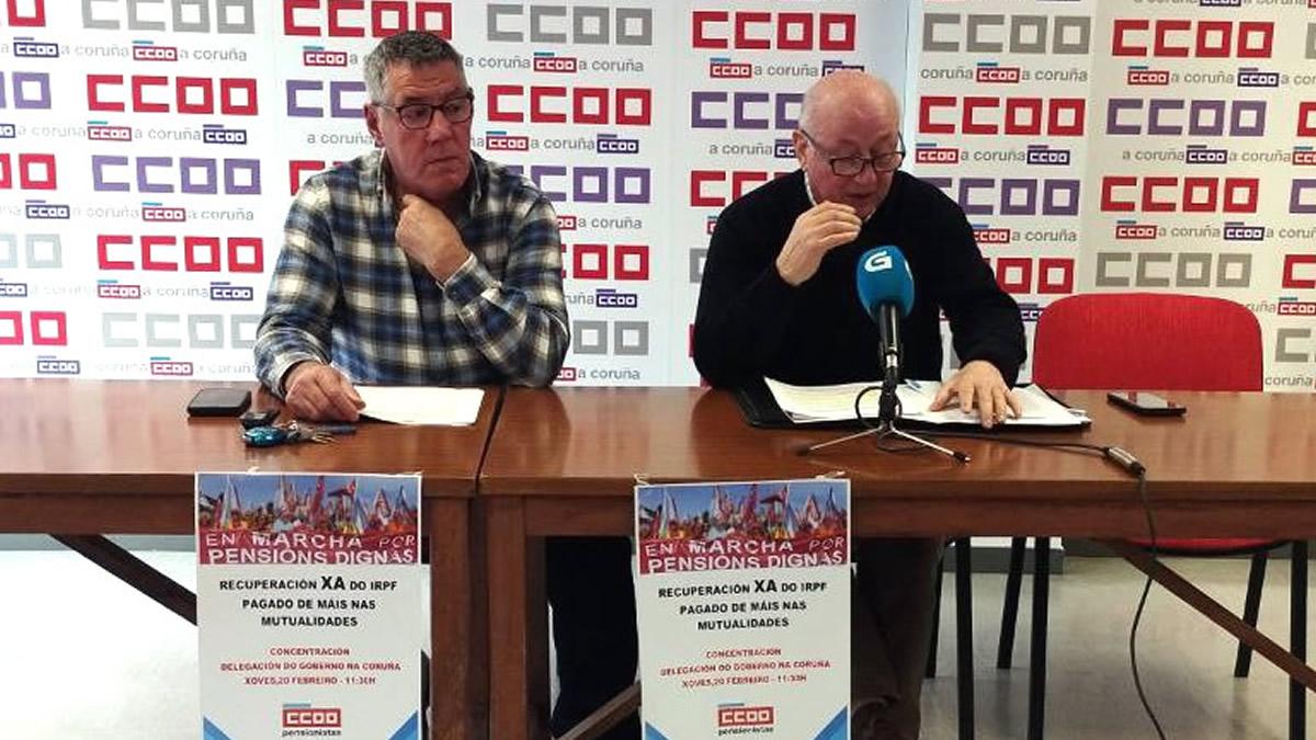 De esquerda a dereita, Ramiro Otero e Carlos Mella, anunciando esta mobilizacin