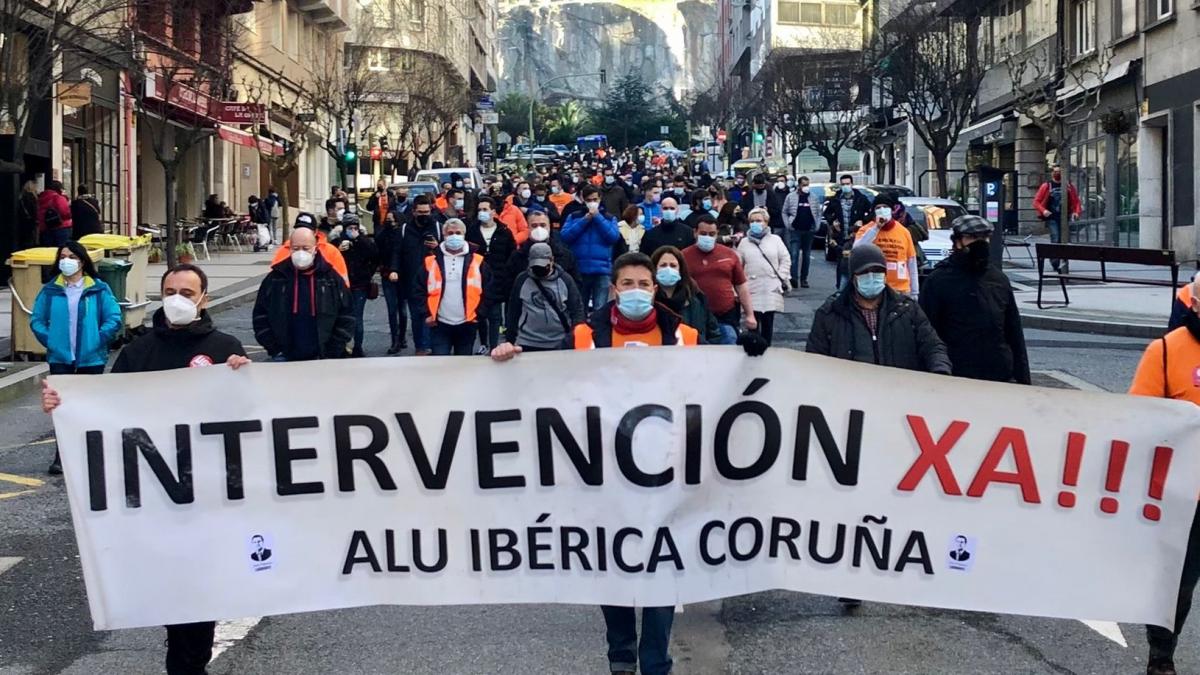 Manifestacin dos traballadores e traballadoras de Alu Ibrica (16/1/2021)