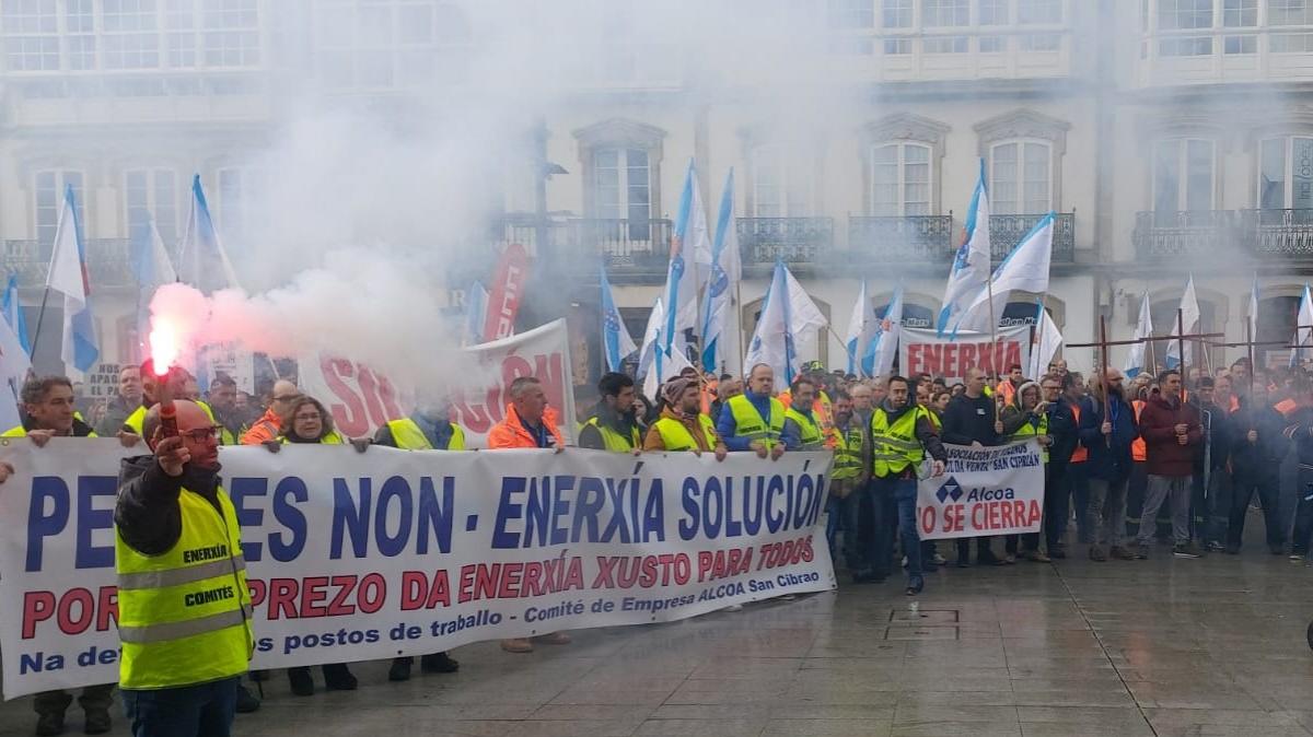 Na fotografía, manifestación do persoal de Alcoa en Lugo (26/02/2020) | Foto: Arquivo CCOO